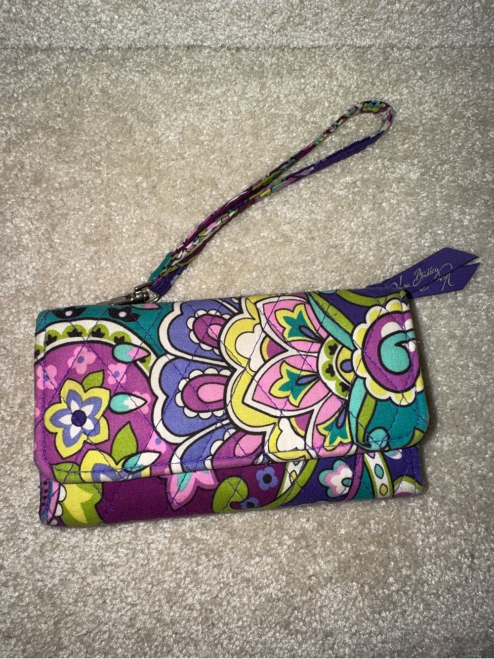 Vera Bradley Mardi Gras Multicolored Floral Quilted Wristlet